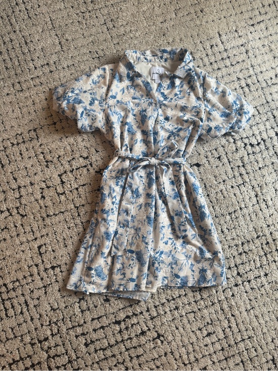Sam Edelman Dresses & Skirts - Blue Floral Shirt Dress with Tie Belt